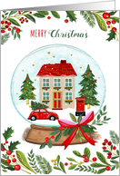 Snow Globe White Christmas with Mistletoe card