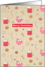 Merry Xmas hot Cocoa Candy Cane and Gingerbread card
