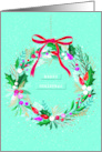 Merry Christmas with Xmas Wreath and Mistletoes card