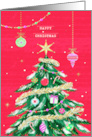 Classic Christmas Tree with Ornaments and Gifts card