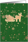 Golden Reindeer Pulls Sleigh with Xmas Gifts card