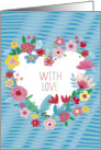 With Love Heart and Flowers card