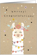 Cute Lama Rustic Vibes and Flowers card