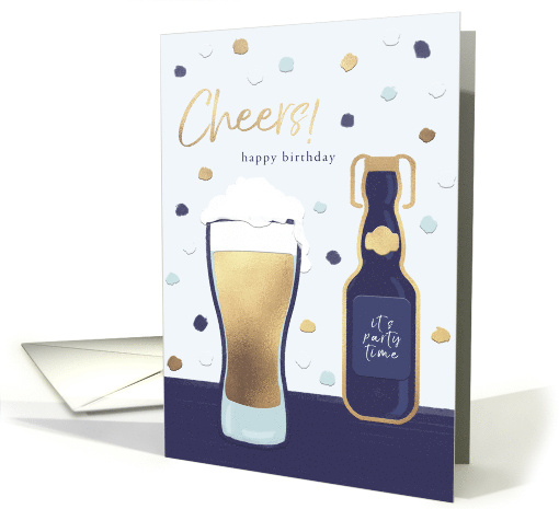 Cheers and Happy Birthday Stylish Blue Vibe card (1790046)