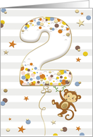 Second Birthday Toddler with Monkey and Stars card