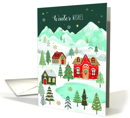 Christmas Snowy Winter Village in the Mountains card (1803574)
