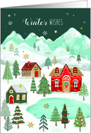 Christmas Snowy Winter Village in the Mountains card