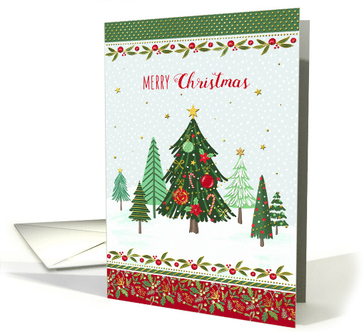 Christmas Trees with Cancy Cane and Mistletoe card (1804460)