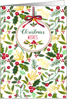 Christmas Wishes with Mistletoe Pattern card