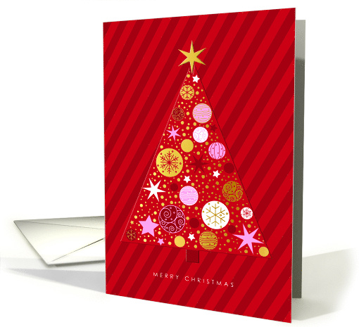 Merry Christmas Red and Gold Decorations card (1805722)