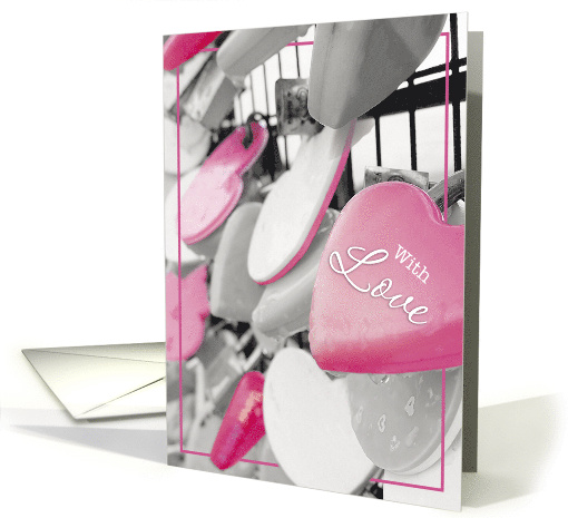 Valentine's Day With Love and Pink Hearts card (1817824)