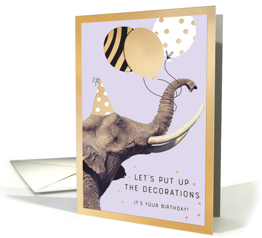 Cute Birthday Elephant and Balloons card (1867982)