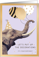 Cute Birthday Elephant and Balloons card