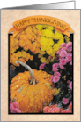 Thanksgiving General Card with Rustic Pumpkin and Bright Flowers card