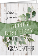 Birthday for Grandfather with Rustic Wood and Leaves and Berries card