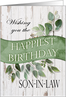 Birthday for Son in Law with Rustic Wood and Leaves and Berries card