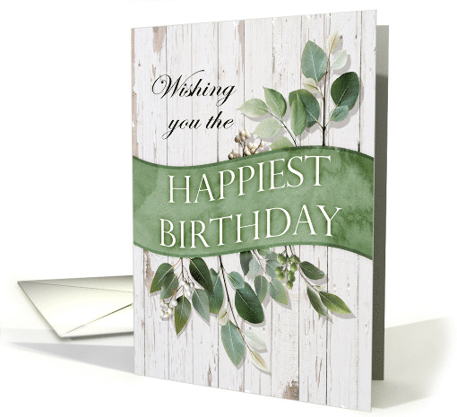 Birthday for Anyone with Rustic Wood and Leaves and Berries card