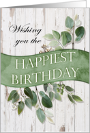 Birthday for Anyone with Rustic Wood and Leaves and Berries card