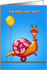 Happy Birthday Funny Clown Snail Silly Over You card
