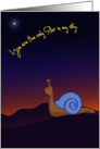 Thinking of You Romantic Cartoon Snail Stargazing at Twilight Star card