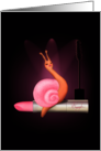 Happy Birhtday for Her Diva Pink Lady Snail Posing on a Lipstick card