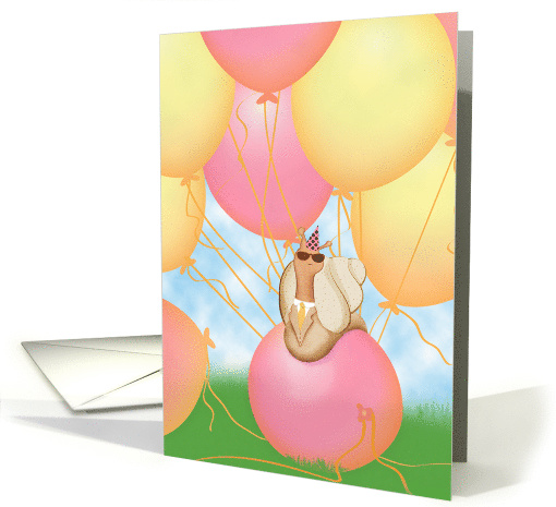 For Her Happy Birthday Business Suit Snail with Balloons card