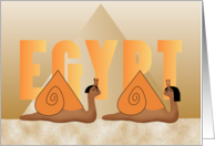 Across the Miles Hello Egyptian Snails with Pyramid Shells card