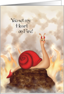 Love Romance Heart on Fire Female Devil Snail card