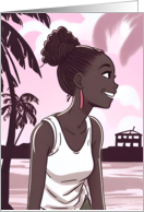 Young Black Island Girl Blank Inside card