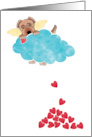 Airedale Terrier With Wings Hiding Behind a Cloud Dropping Hearts card