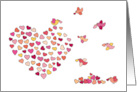 Love Birds Building a Heart Together with Little Hearts card