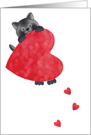 Black Cat Valentines Day Love With a Heart card
