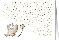 Make a Wish Birthday with an Owl Blowing a Dandelion Flower card