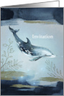 An Invitation in Blue Tones with a Dolphin card
