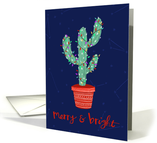 Merry and Bright Christmas Lights Desert Cactus card (1824940)
