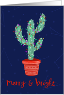 Merry and Bright Christmas Lights Desert Cactus card