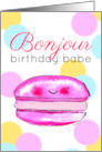 For Her Birthday Pink Macaron with Happy Colorful Dots card