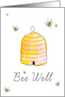 Bee Well Get Better Soon Bee Skep Greeting card