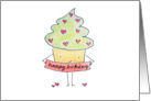 Happy Birthday Cute Cupcake with Sprinkles card