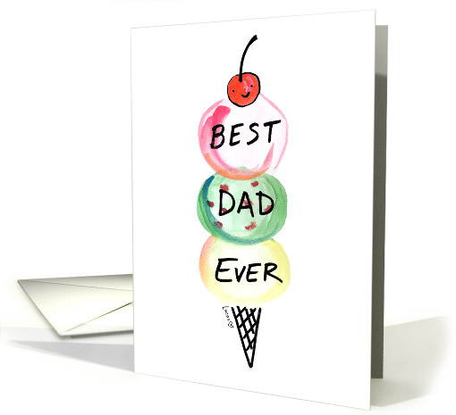 Best Dad Ever Ice Cream Cone with Cherry card (1837184)