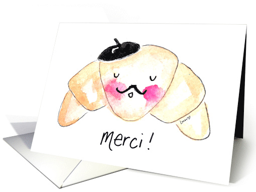 Merci Thank You Cute Croissant with Beret card (1843110)