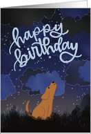 Happy Birthday Dog Stargazing and Dreaming card