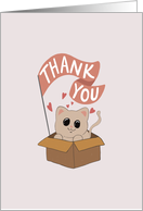 Thank You Cat Sitting in Box with Hearts card