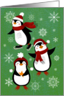 Christmas Penguins with Snowflakes card