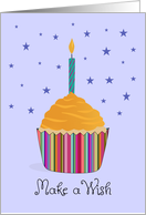 Birthday Cupcake with Candle and Stars card