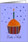 Birthday Cupcake with Candle and Stars card