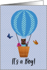 Baby Boy Hot Air Balloon with Bear and Mouse card