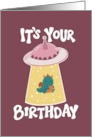 It’s Your Birthday Alien Abduction UFO Dragon card