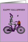 Happy Halloween Skeleton Riding Bike card