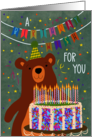 Birthday Wish With Bear and Cake card